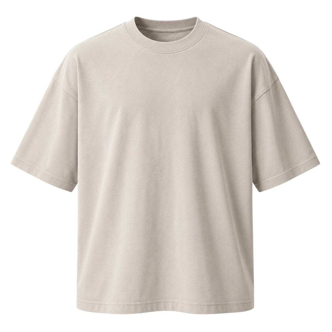 Premium Heavyweight Oversized Cotton T-Shirt – Stone | CLENTS RAUKINS