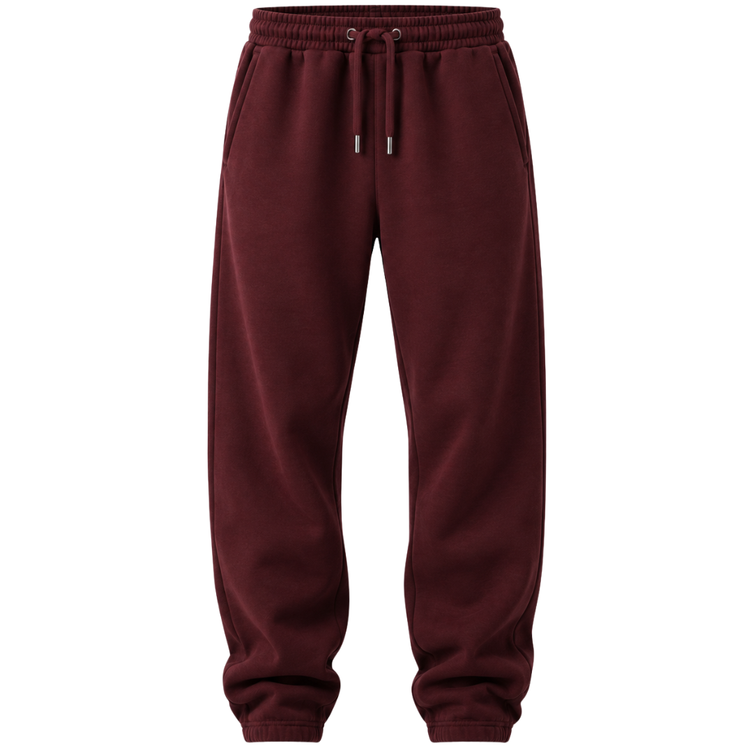 Premium Cotton Fleece Joggers – Dark Burgundy | CLENTS RAUKINS