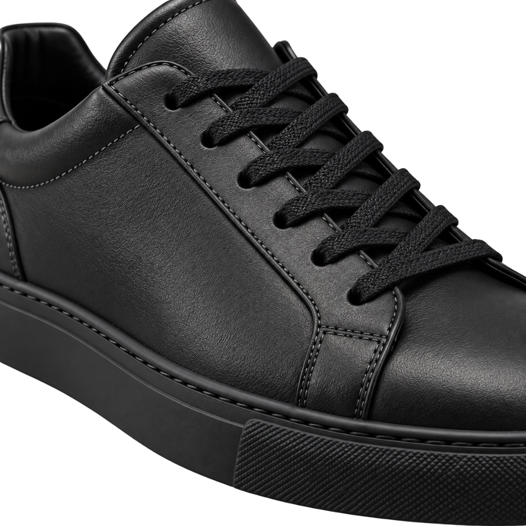 Premium Leather Low-Top Trainers – Black | CLENTS RAUKINS