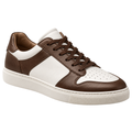 Premium Two-Tone Leather Low-Top Trainers – Brown & White | CLENTS RAUKINS