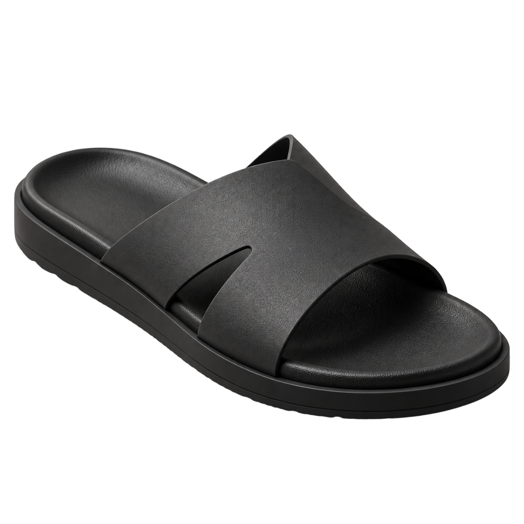 Premium Contoured Slide Sandals – Midnight Black | CLENTS RAUKINS