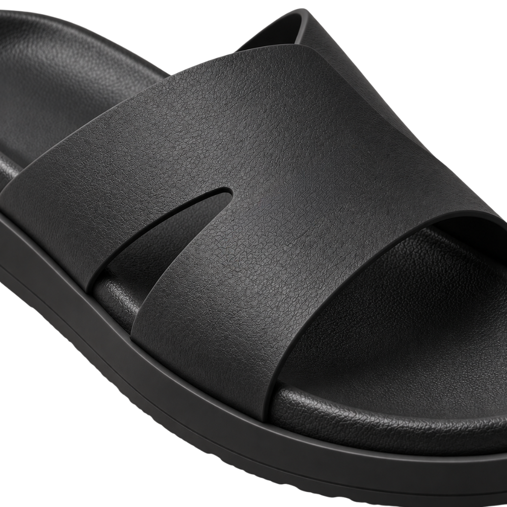 Premium Contoured Slide Sandals – Midnight Black | CLENTS RAUKINS