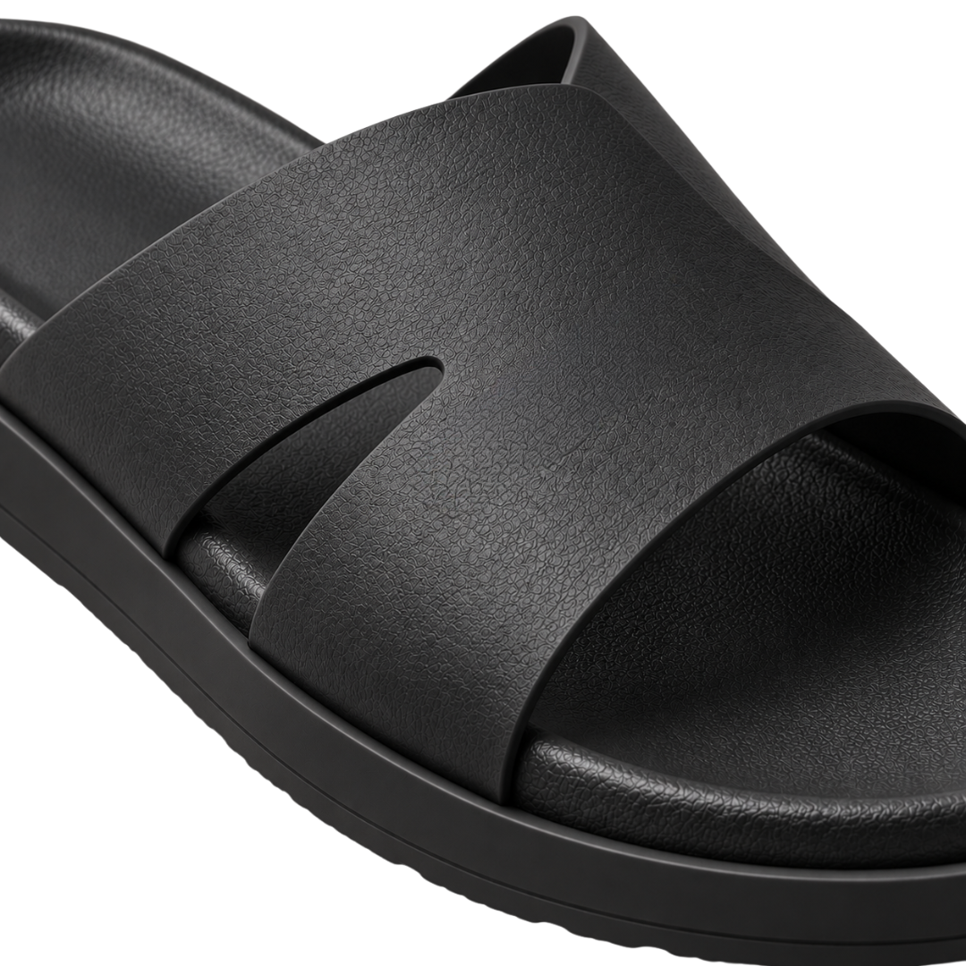 Premium Contoured Slide Sandals – Midnight Black | CLENTS RAUKINS